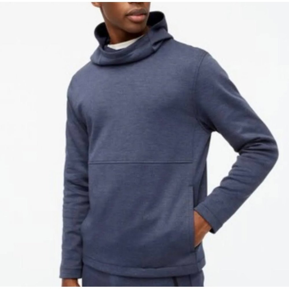 J Crew Authentic‎ Fleece Gray Mens Pullover Mock Neck Hooded Sweater Size M